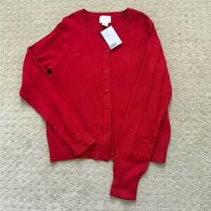 Red Women's Button-Up Sweater Cardigan